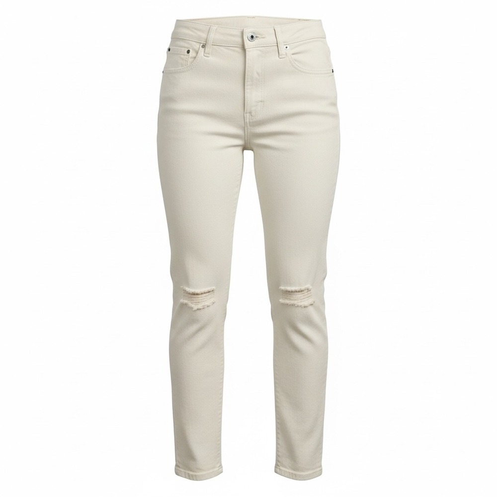 Pilcro Anthropologie High Rise Slim Jeans Womens 27 White Ripped Grunge Festival